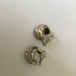 David Yurman crossover earrings. Silver and Yellow Gold